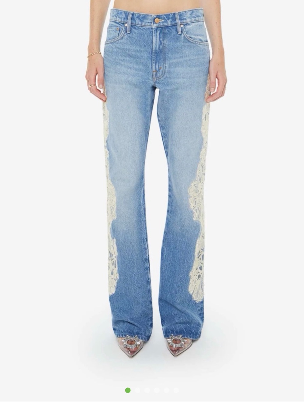 MOTHER flare denim with white lace